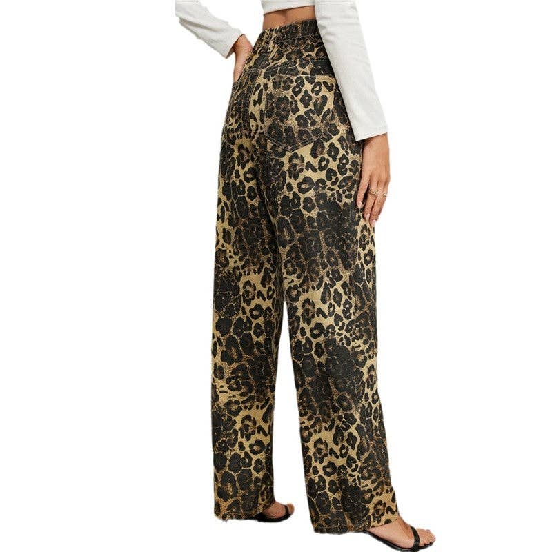 Leopard Print Straight Leg Jeans