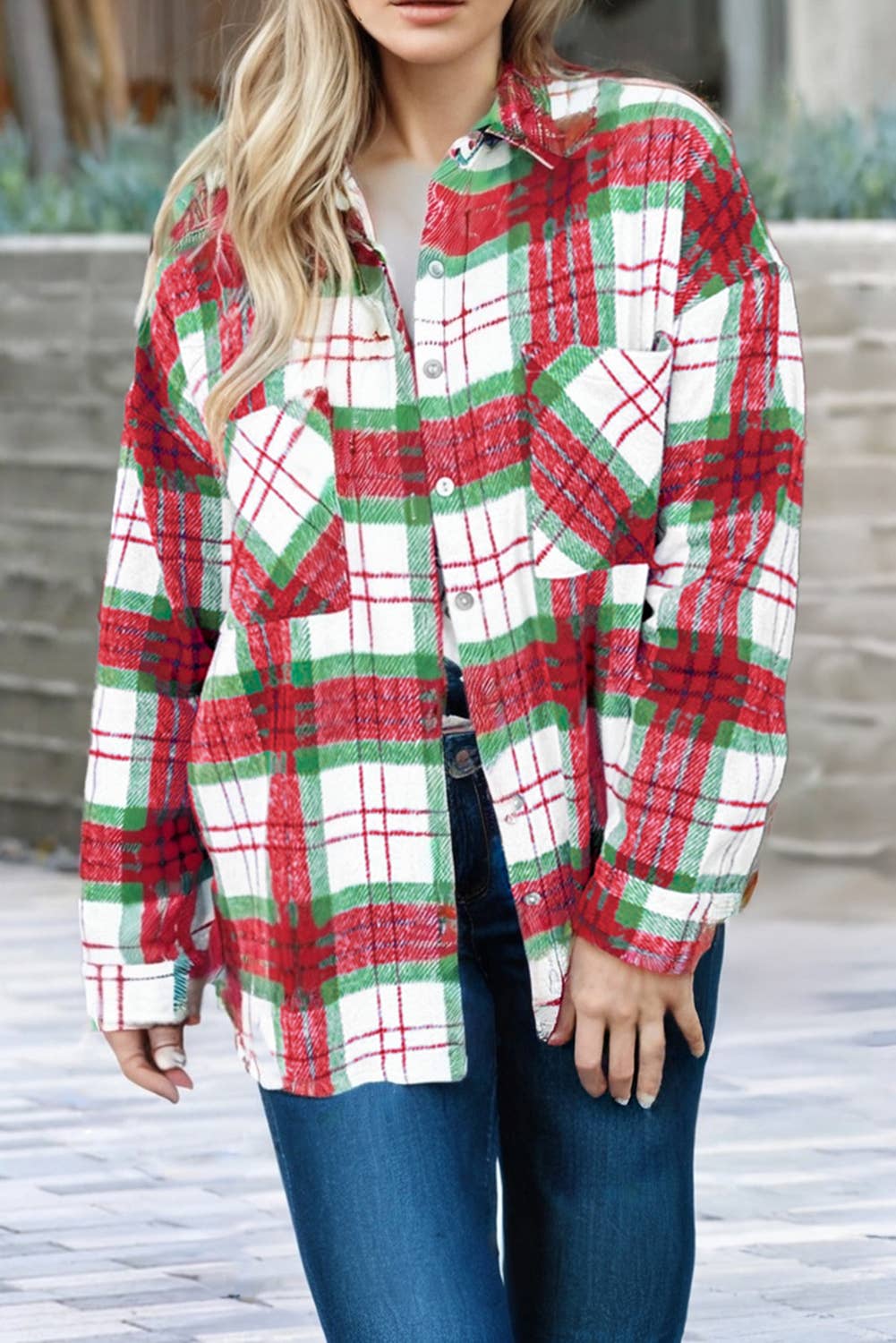 LDC Christmas Plaid Casual Flannel Shacket