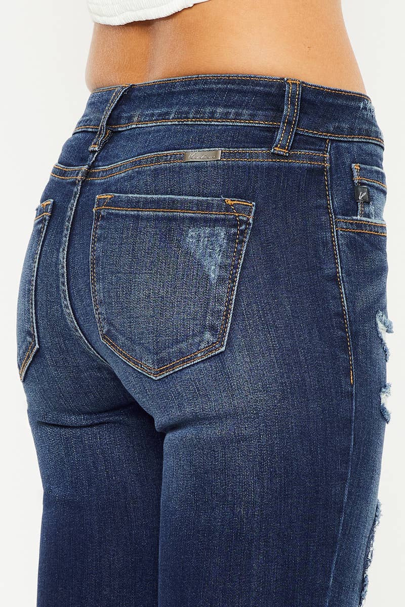 KANCAN LEOPARD PATCH DISTRESSED JEANS