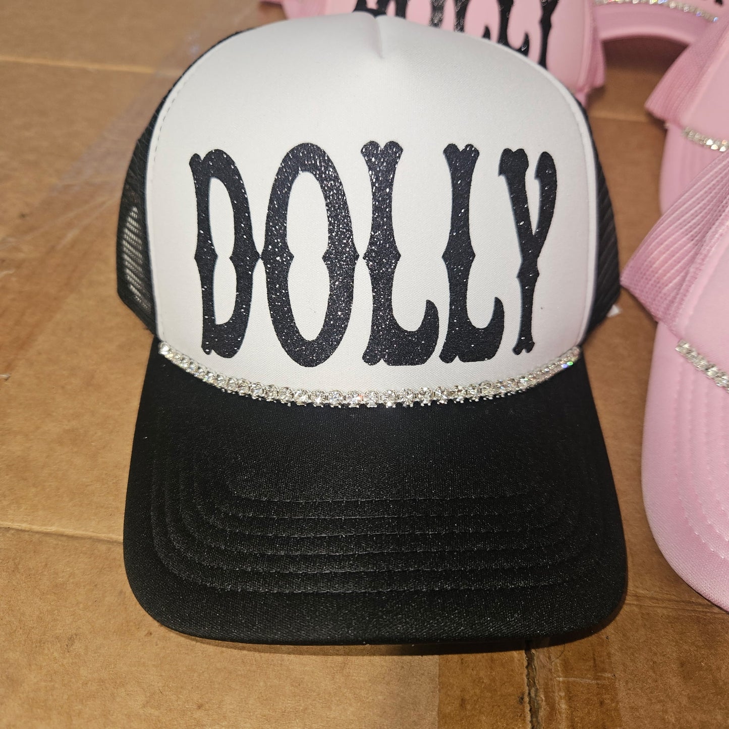 ✨DOLLY custom glitter stones trucker✨