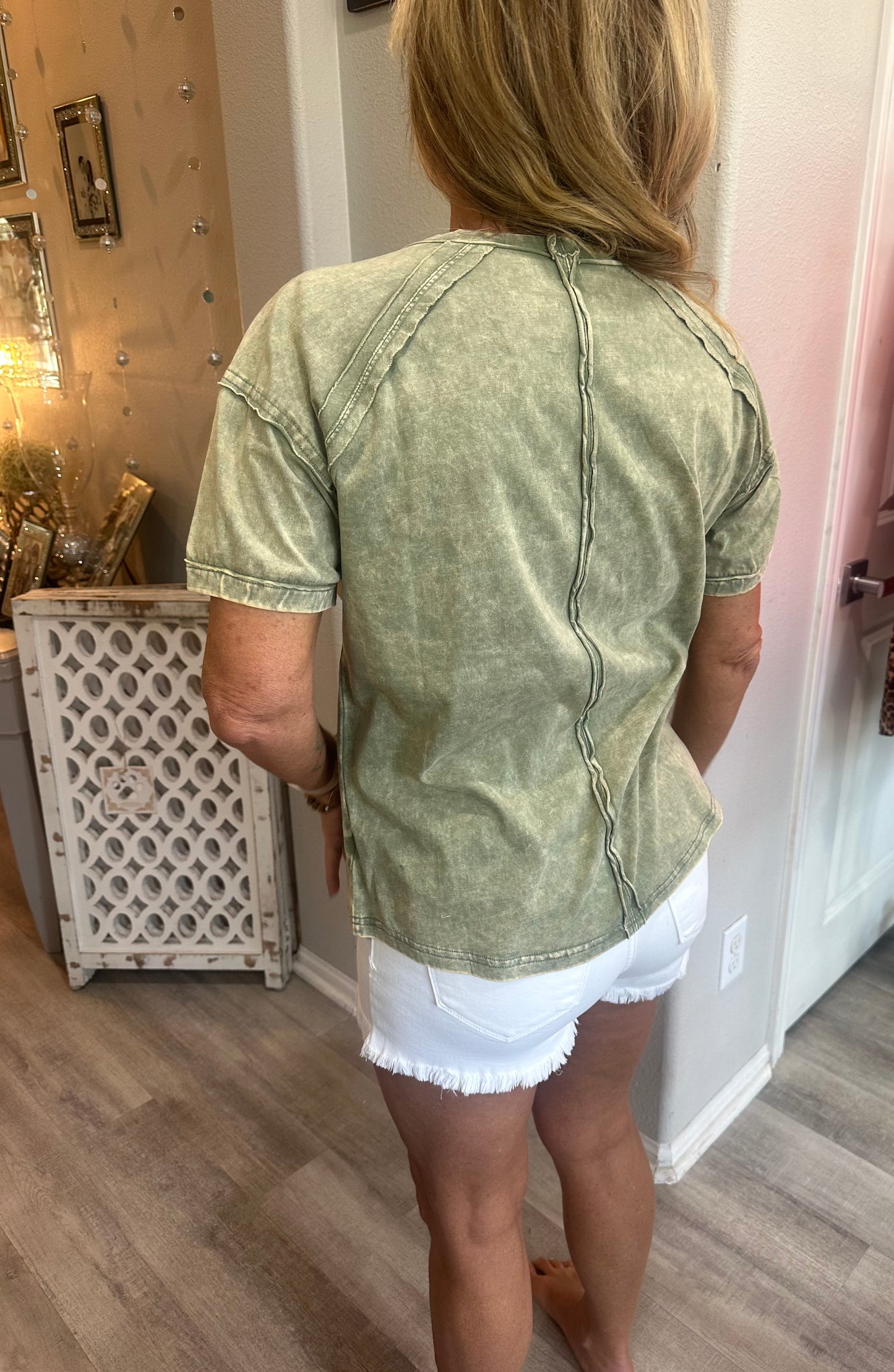 Olive reverse hem tee