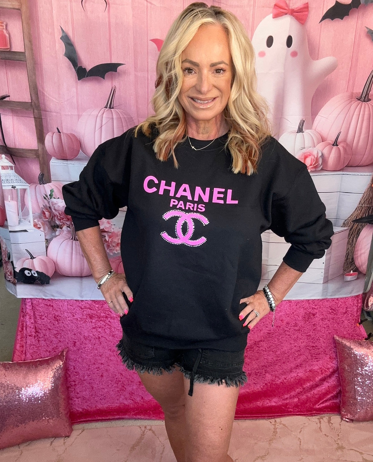 Chanel rhinestone glitter custom sweatshirt
