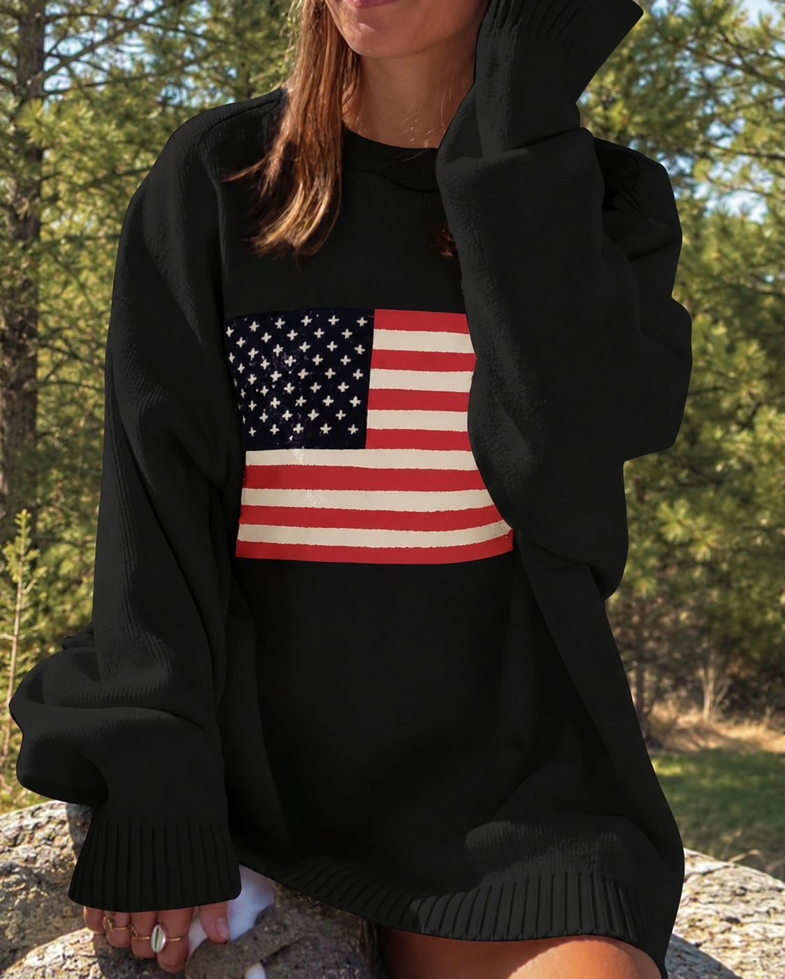 FLAG BLACK COZY SWEATER!
