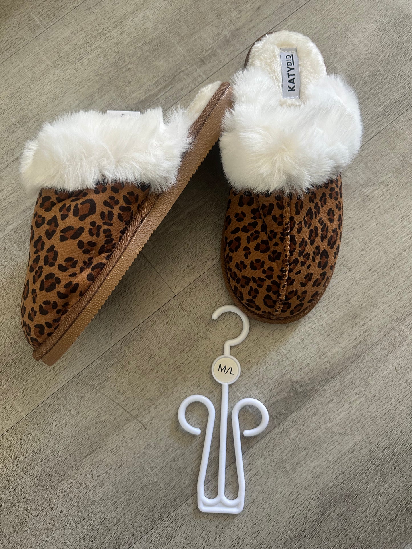 LEOPARD hard sole FURRY SLIPPERS