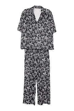 BLACK & WHITE BOWS PJ PANTS SET