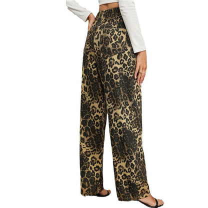 Leopard Print Straight Leg Jeans