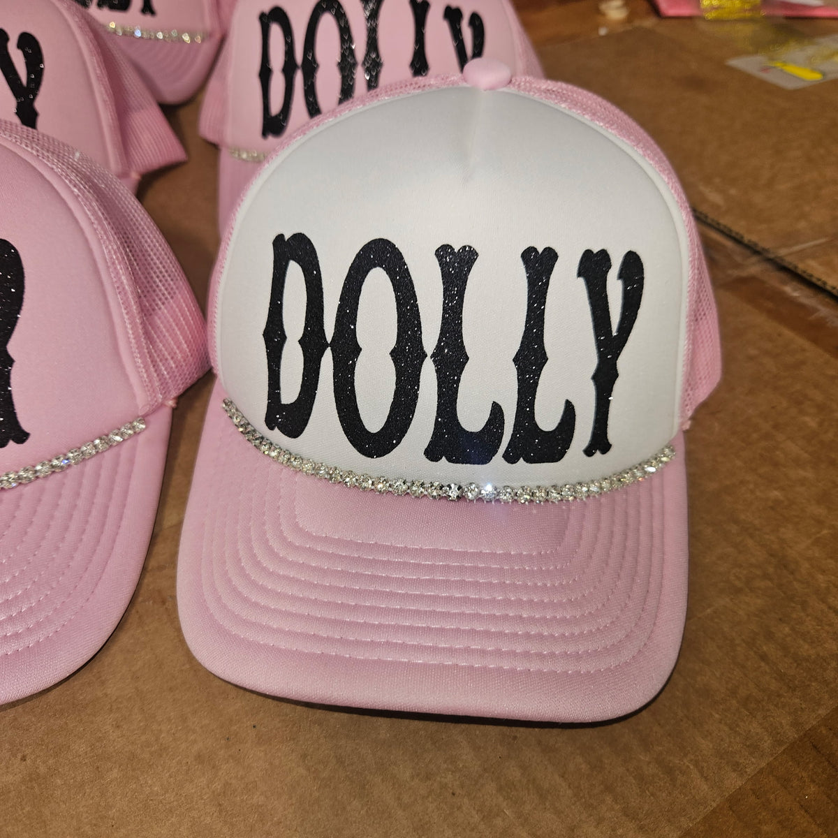✨DOLLY custom glitter stones trucker✨