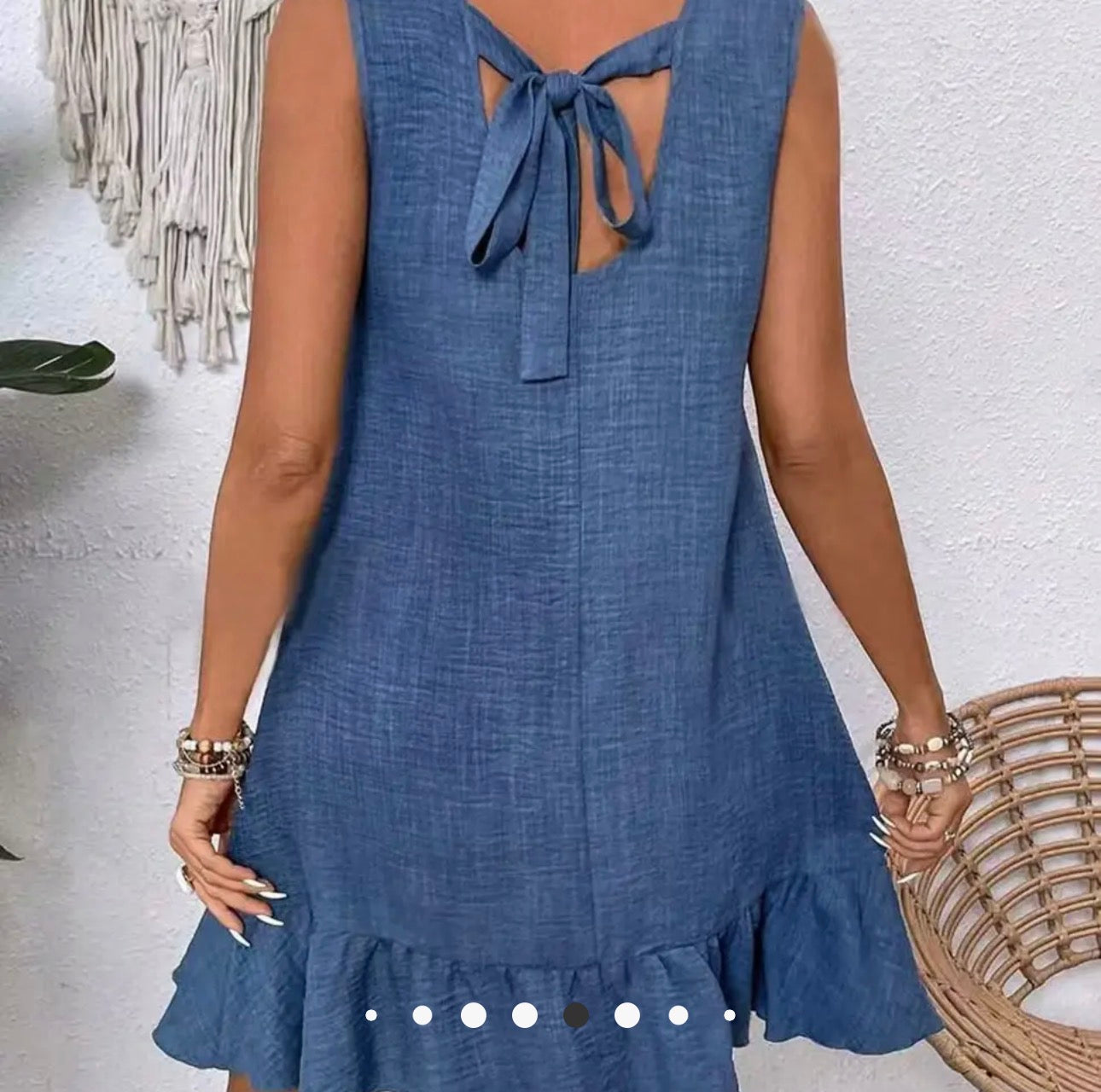 Denim color ruffle dress