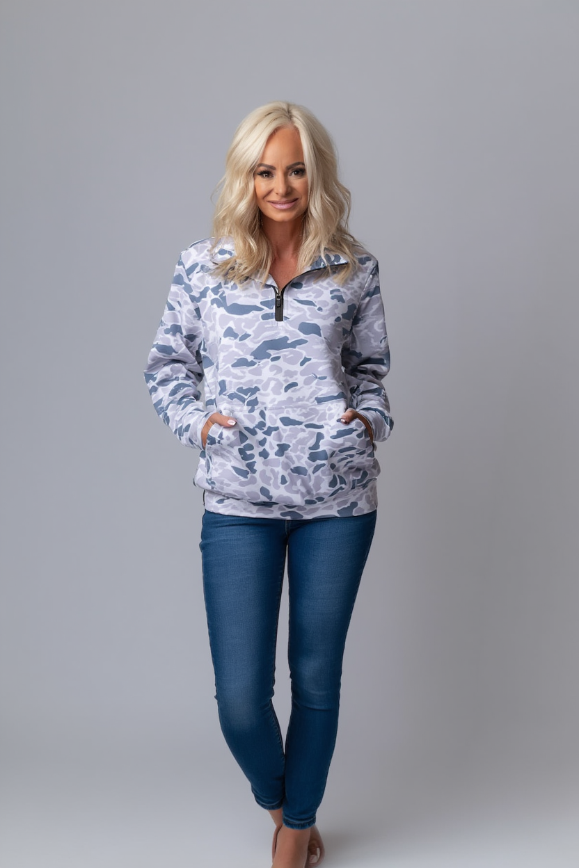 Camo cozy quarter-zip pullover