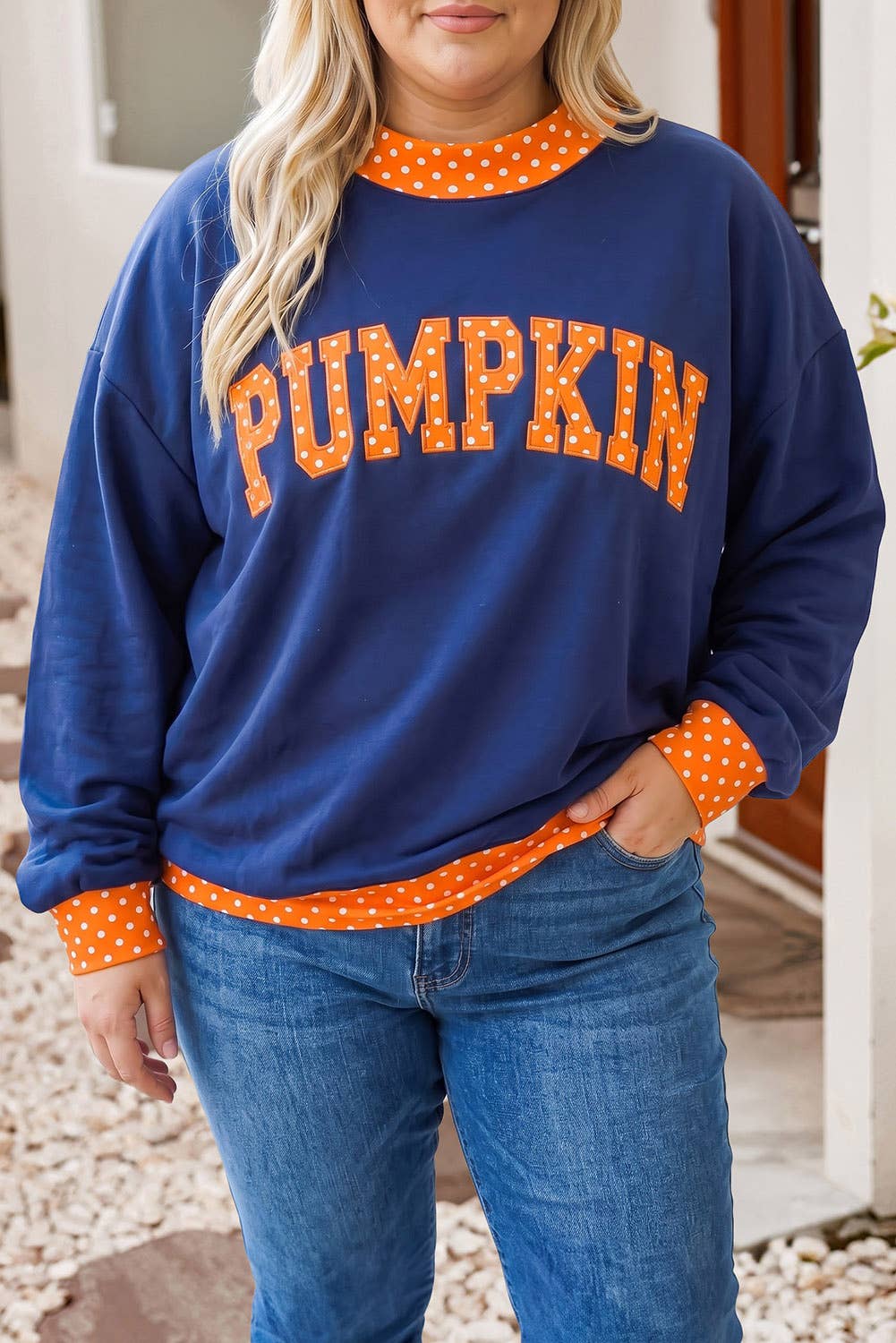 F/W26 Polka Dot Contrast Holiday Mock Neck Sweatshirt |S-4X