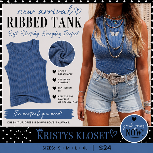 RIBBED DENIM COLOR TANK