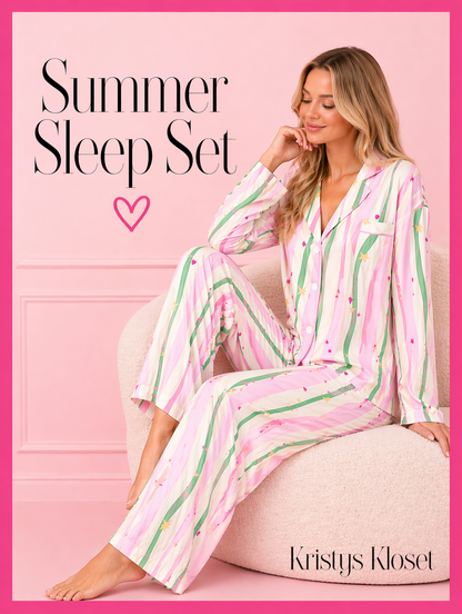 Spring flowy stripe 2pc PJ set