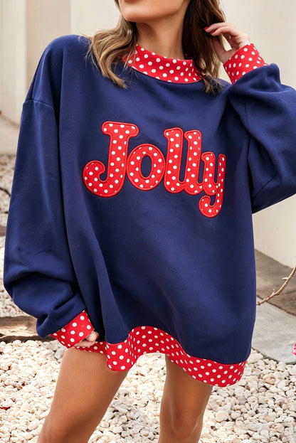 F/W26 Polka Dot Contrast Holiday Mock Neck Sweatshirt |S-4X