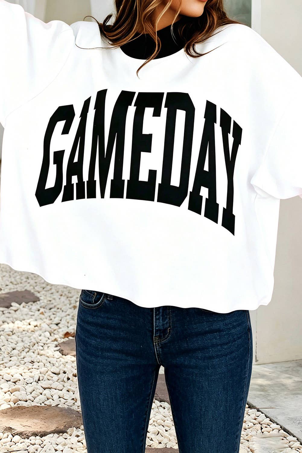 Game Day Checkered Print Reversible Mock Neck Sweatshirt