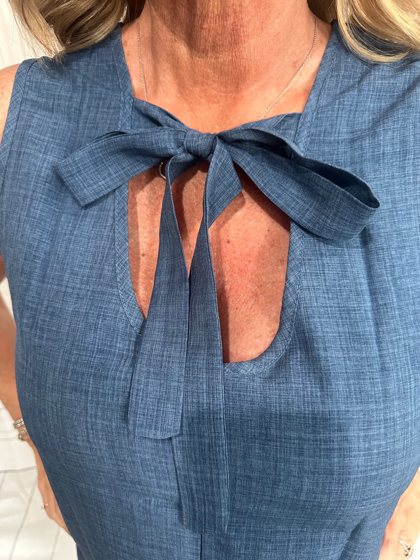 Denim color ruffle dress
