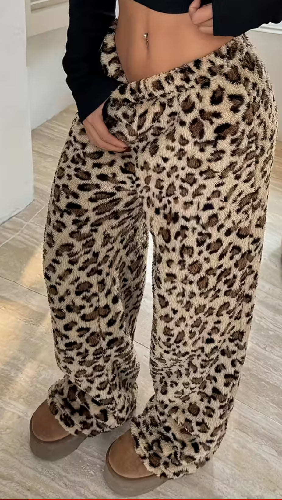 LEOPARD FLEECE COZY LOUNGE PANTS