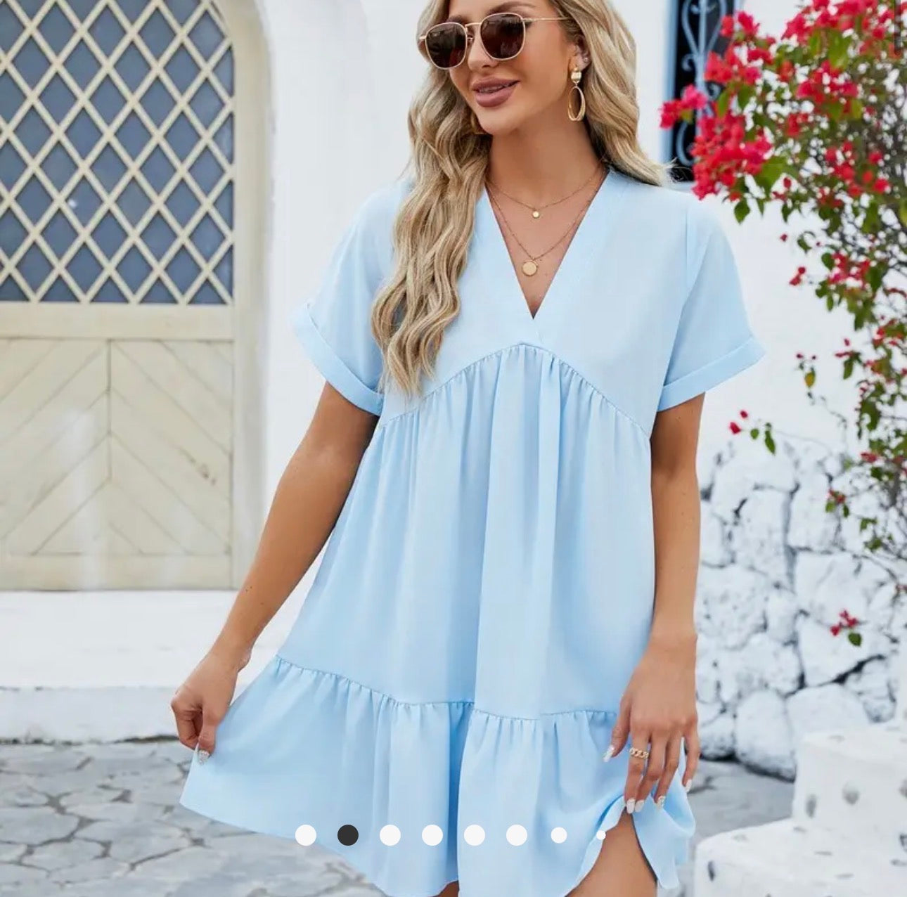 Baby blue pleated dress