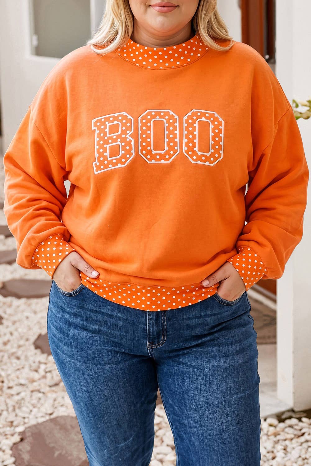 F/W26 Polka Dot Contrast Holiday Mock Neck Sweatshirt |S-4X