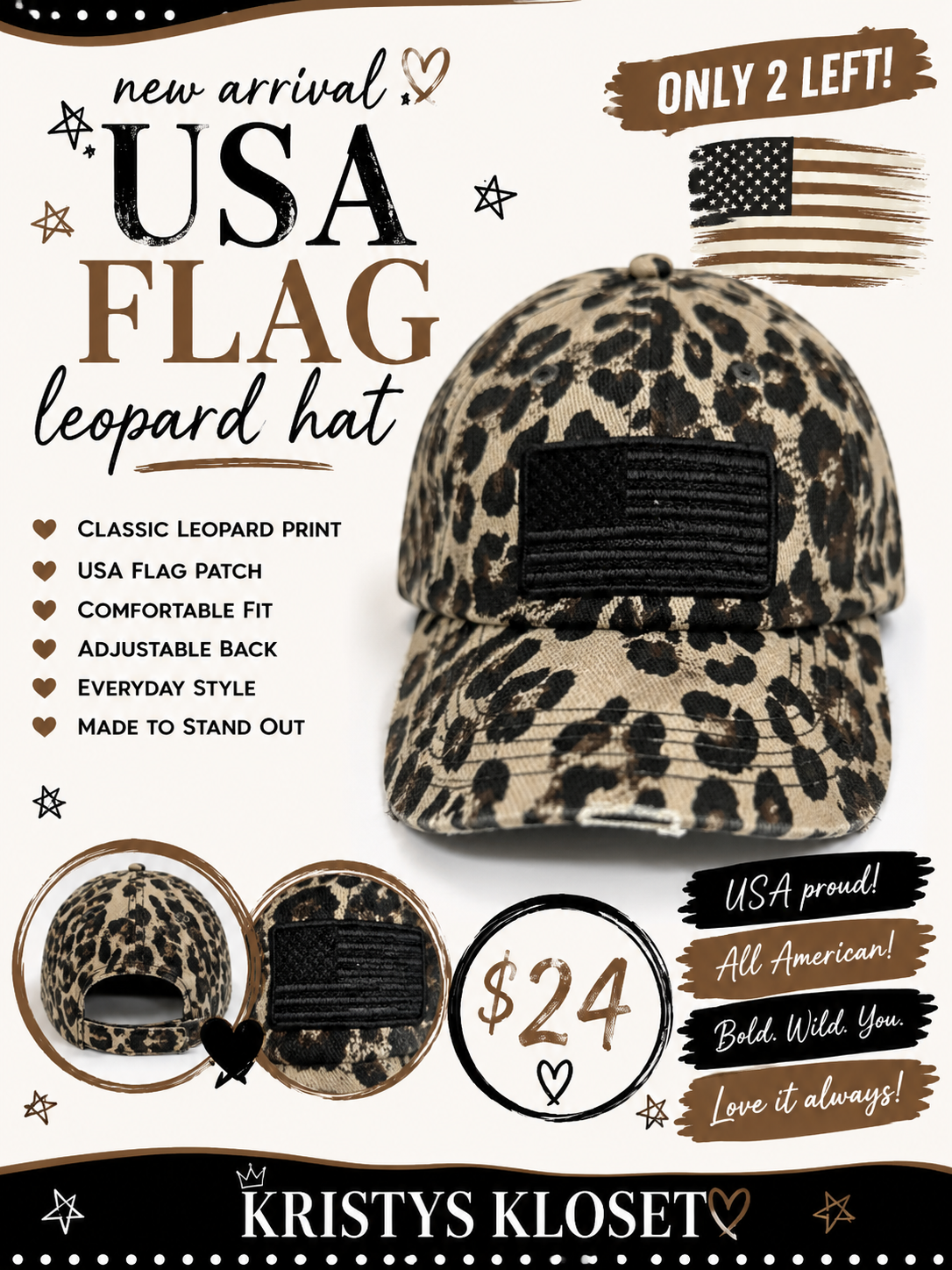 LEOPARD FLAG PATCH HAT