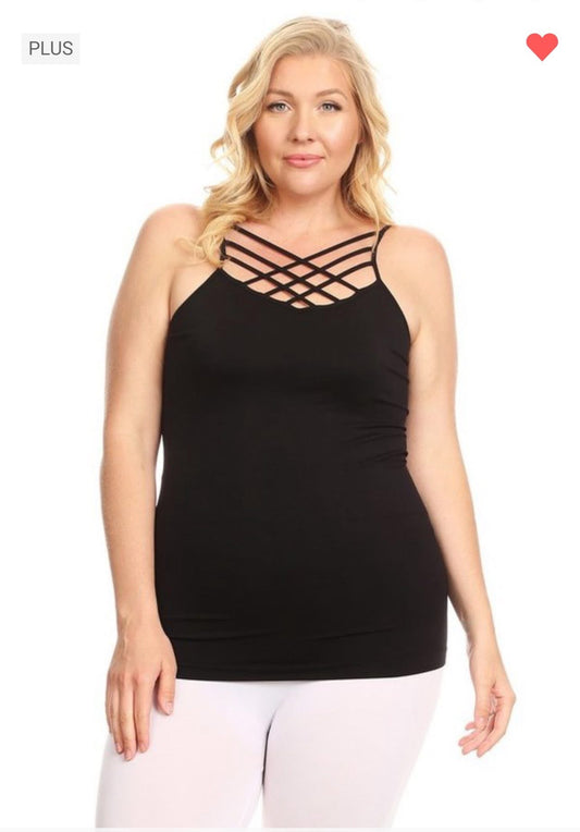 CURVY!!! BLACK CRISS CROSS CAMI