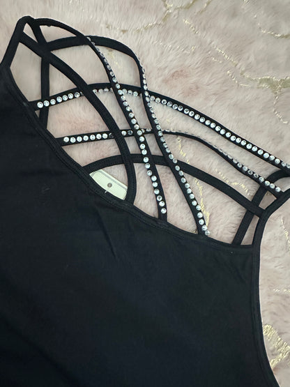 BLACK BLING CRISS CROSS CAMI
