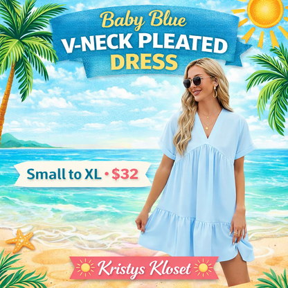 Baby blue pleated dress