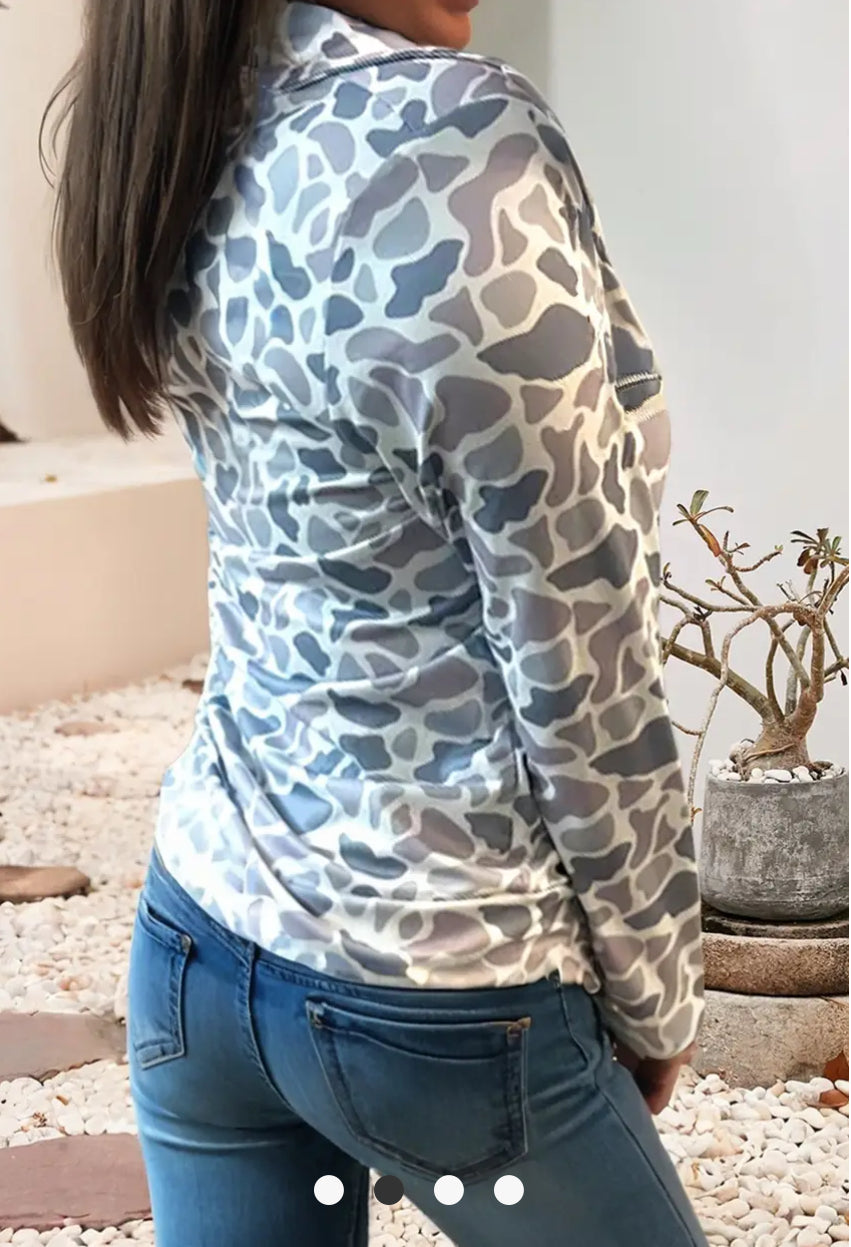 Camo cozy quarter-zip pullover