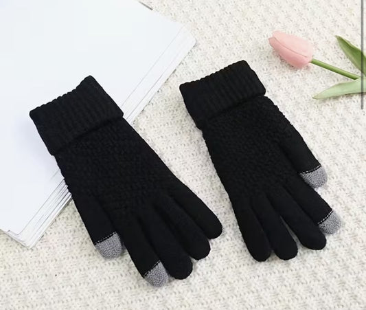 Black touchscreen texting gloves