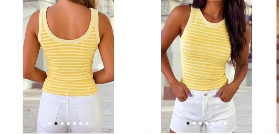 YELLOW STRIPE RIBBED BUTTER SIFT TANK