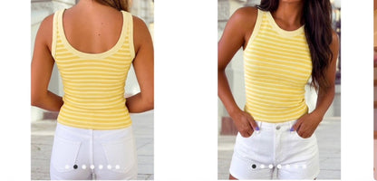YELLOW STRIPE RIBBED BUTTER SIFT TANK