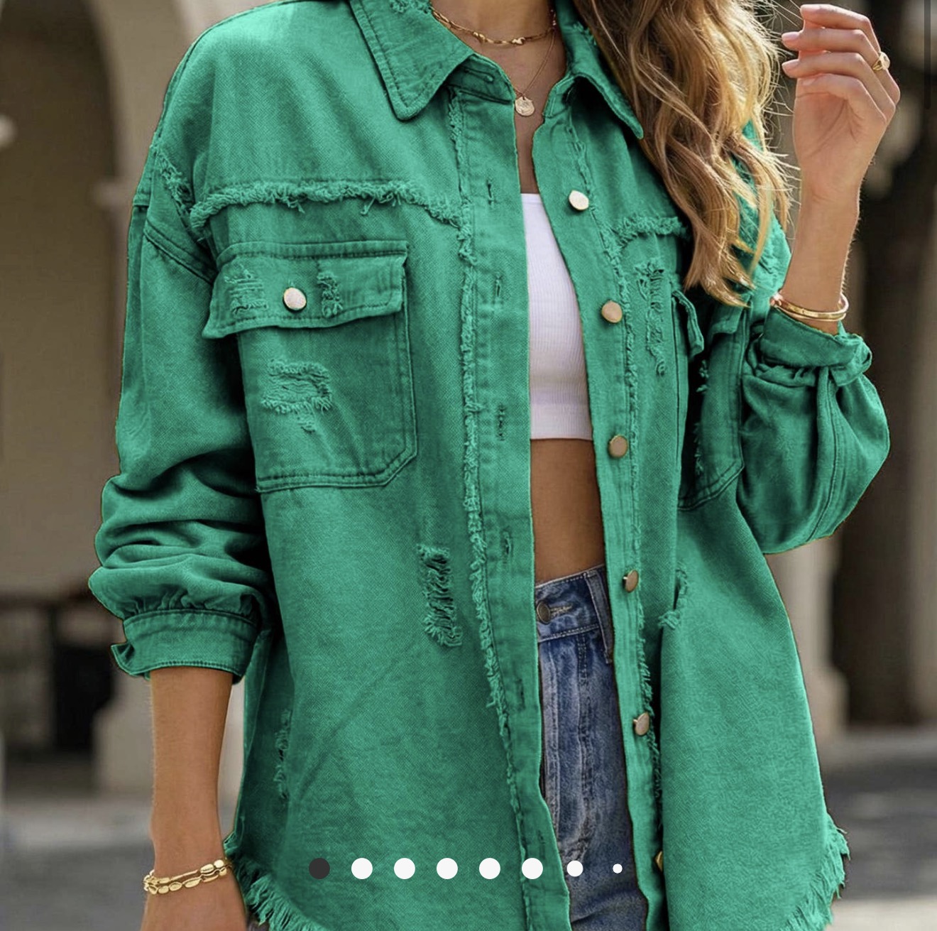 Denim light weight green jacket