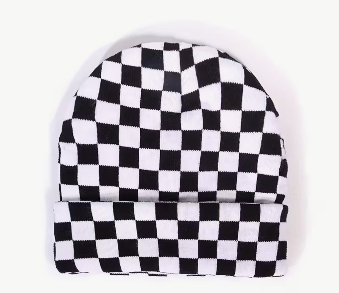 Checkered Knit Beanie