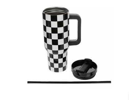 Black white checkered tumbler