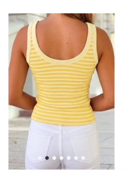 YELLOW STRIPE RIBBED BUTTER SIFT TANK