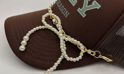 Hat pearl bow chain
