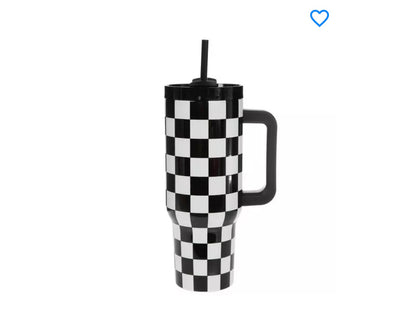 Black white checkered tumbler