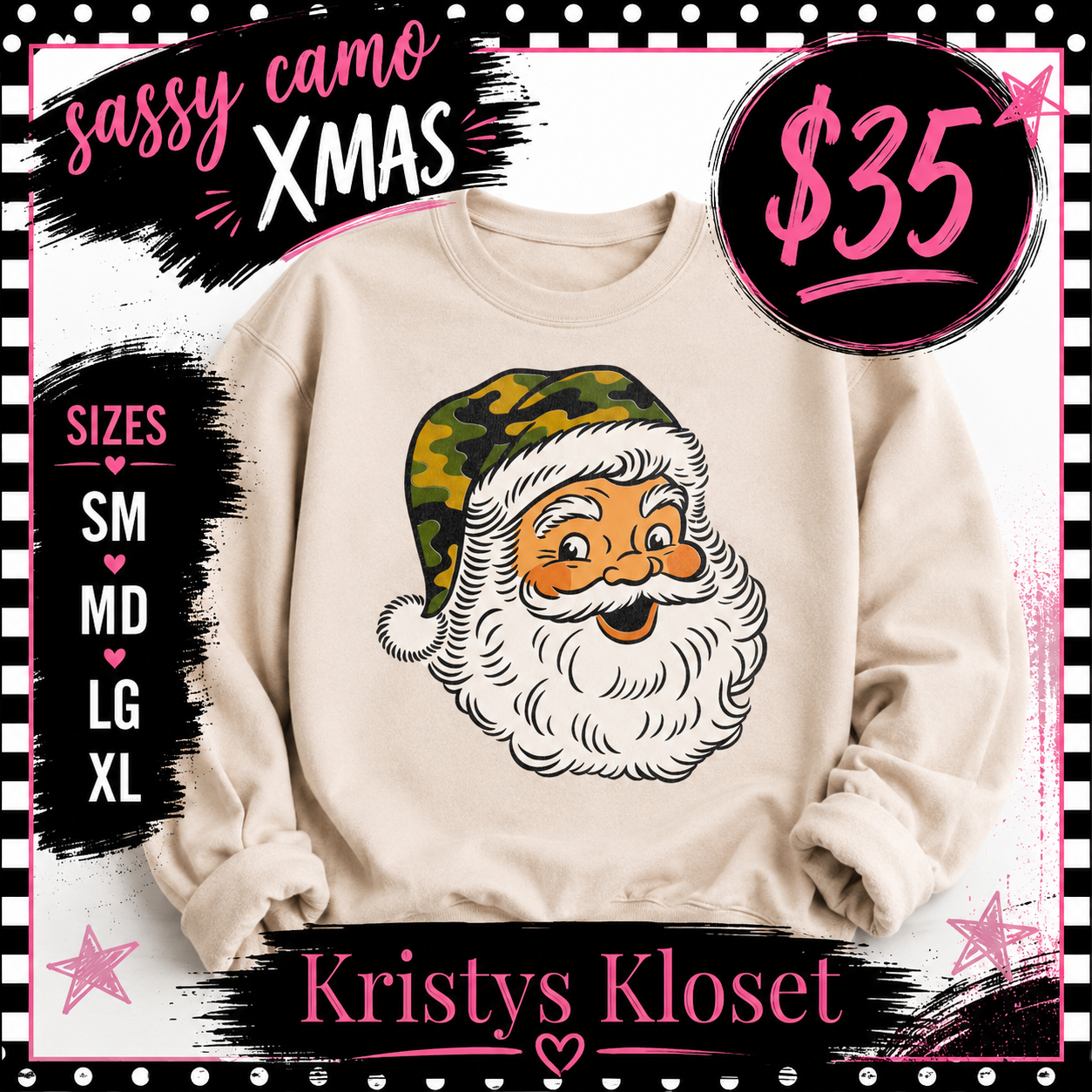 CAMO SANTA COZY SWEATSHIRT