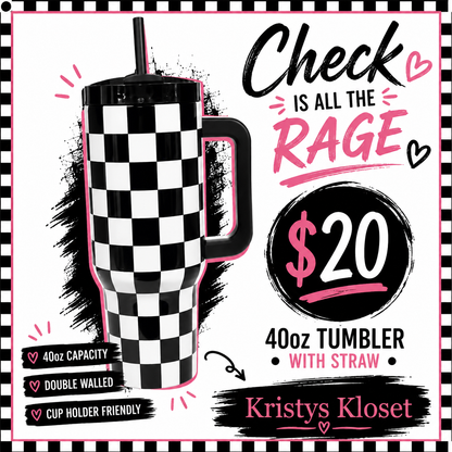 Black white checkered tumbler
