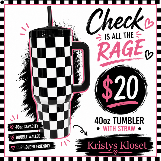 Black white checkered tumbler
