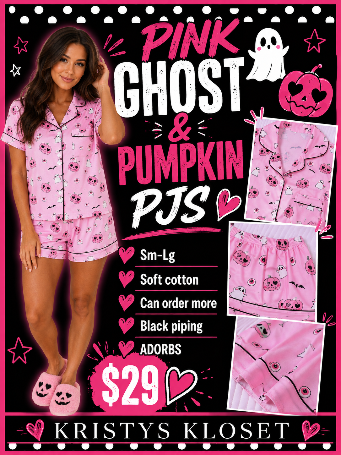 Pink cotton ghost pumpkin pjs!
