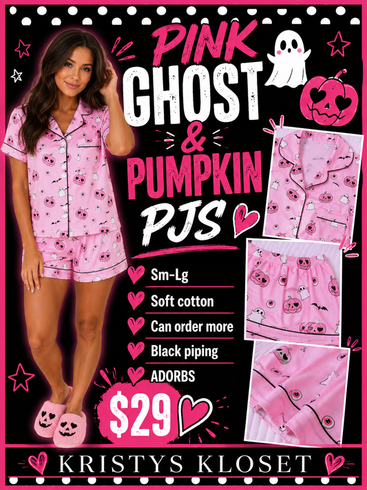 Pink cotton ghost pumpkin pjs!