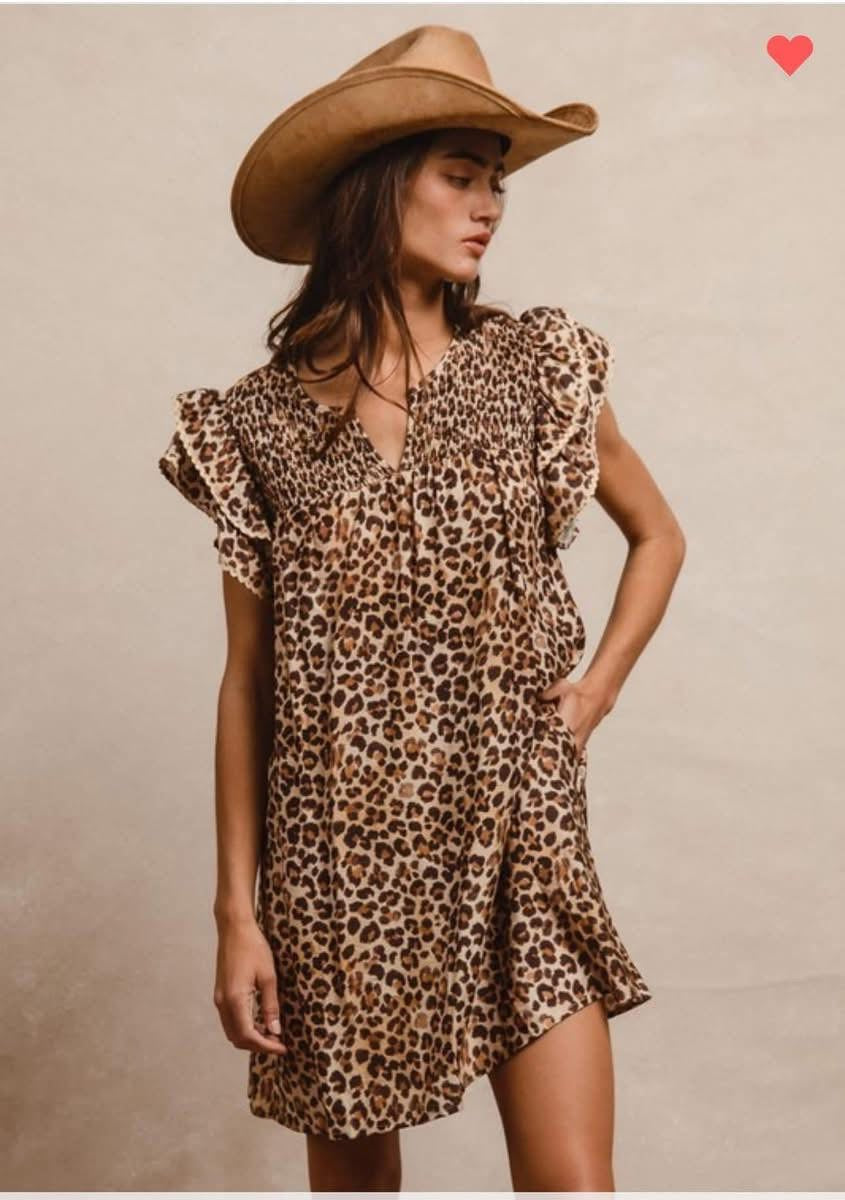 LEOPARD RUFFLE DRESS