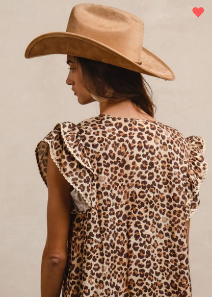 LEOPARD RUFFLE DRESS