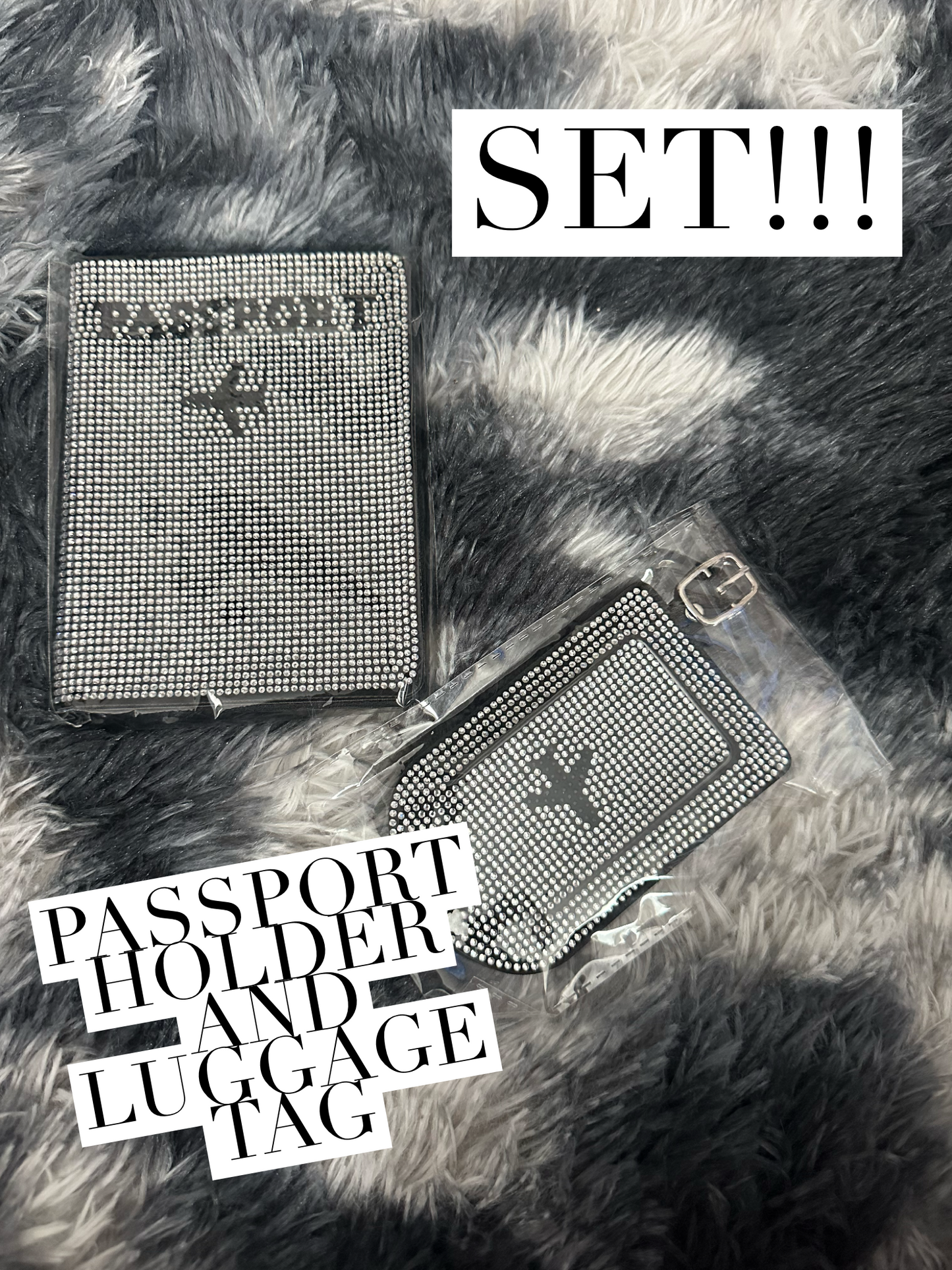 DIAMOND LUGGAGE TAG AND PASSPORT HOLDER