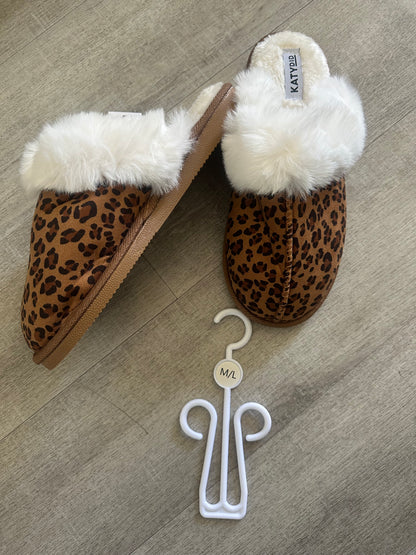 LEOPARD hard sole FURRY SLIPPERS