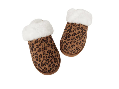 LEOPARD hard sole FURRY SLIPPERS