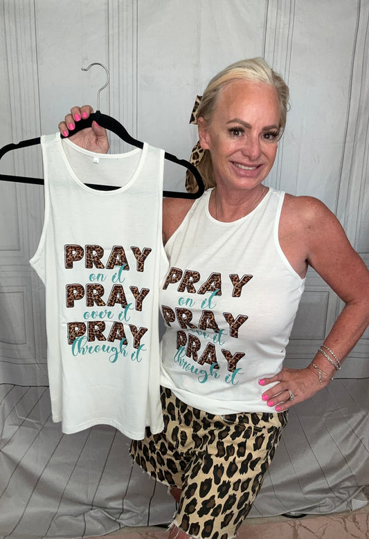 PRAY leopard white tank