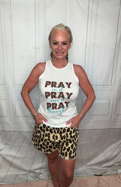 PRAY leopard white tank