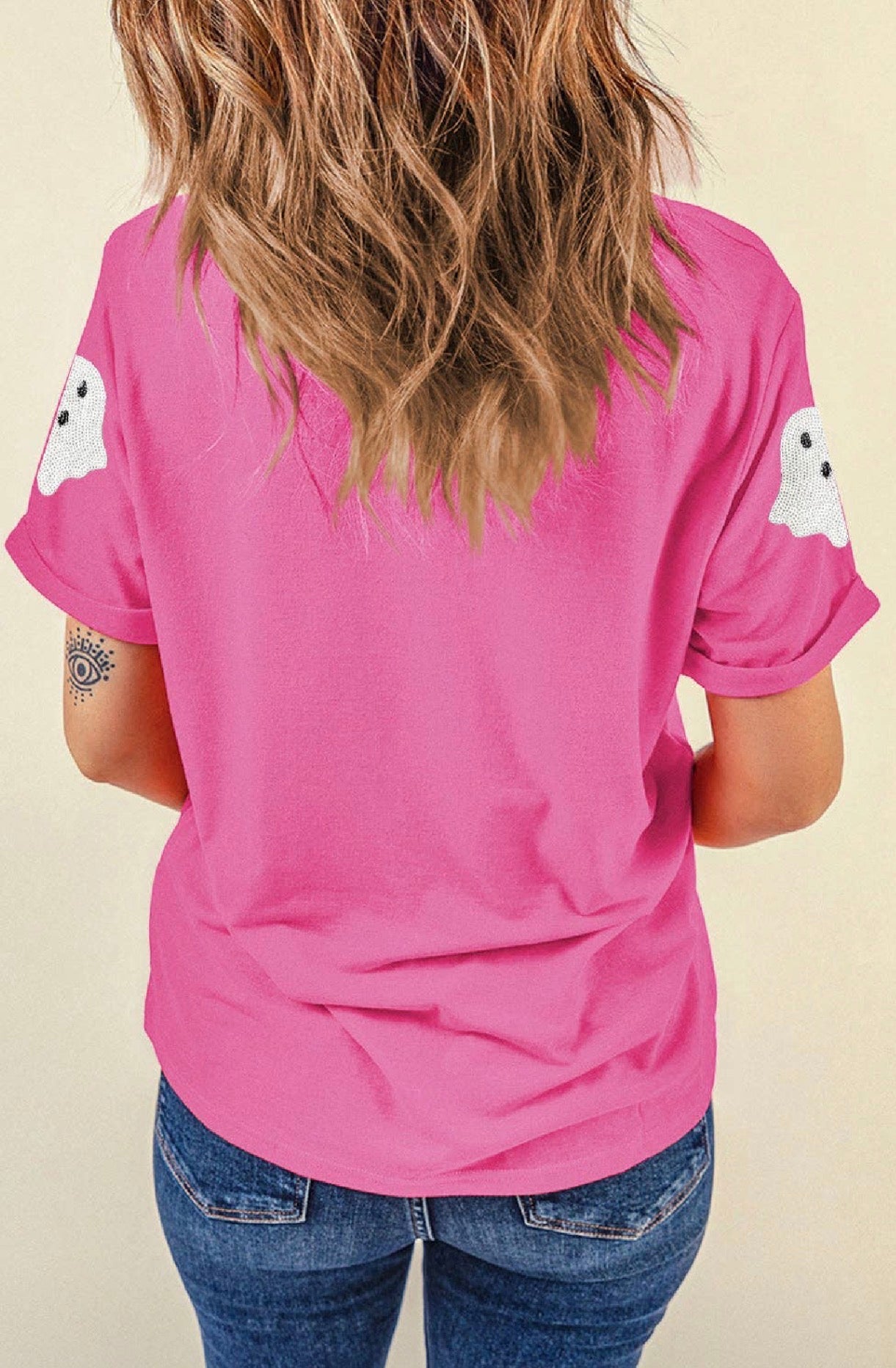Pink Sequin Ghost Tee