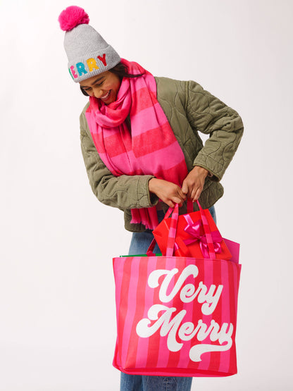 "VERY MERRY" GIFTING TOTE,RED